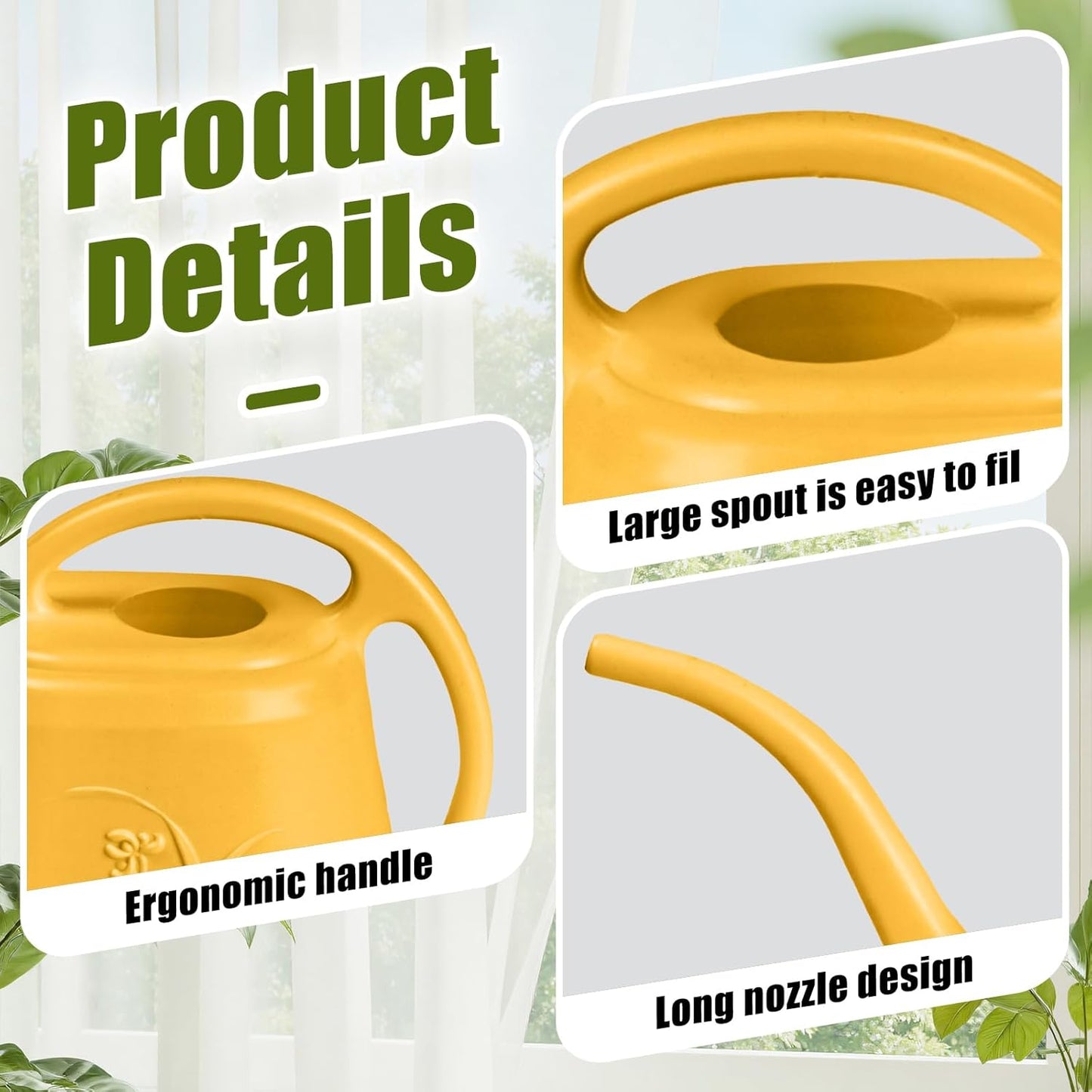Plastic Watering Can - for Home Plant Garden - 1/2 Gallon - Orange