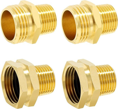 TAROSE 4 Pack Brass Garden Hose Adapter, Male to Male Hose Adapter Connector, GHT to NPT Adapter Hose Fitting,Brass Garden Hose to Pipe Fittings Connect