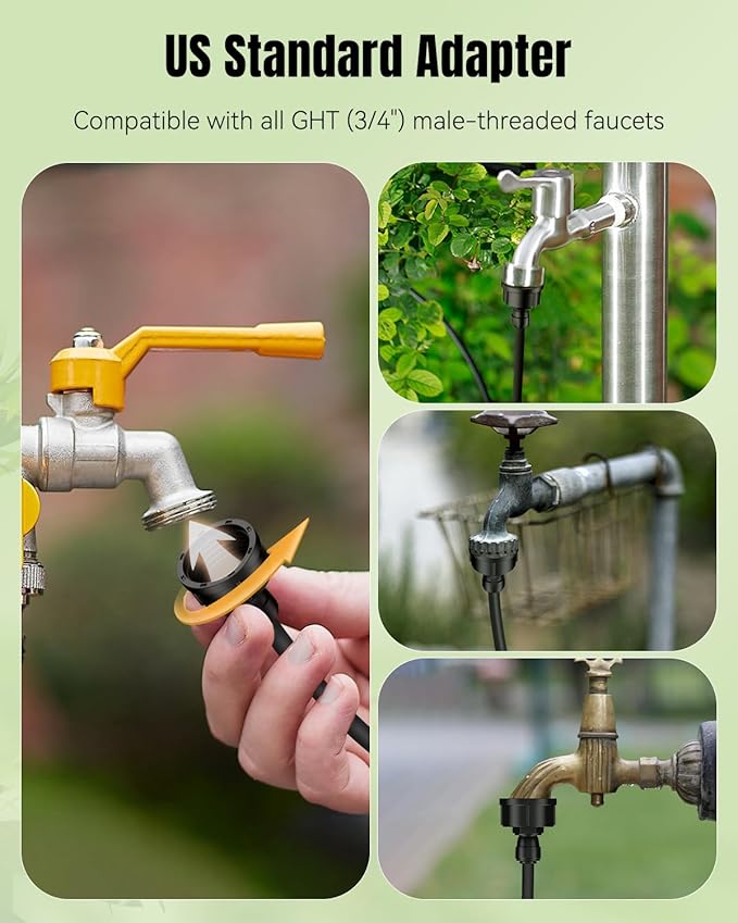 Pawfly 10 Pcs 3/4" to 1/4" Drip Irrigation Faucet Adapters, Quick Connect 3/4" FHT Faucet to 1/4" Tubing Connectors, Push-to-Fit Garden Hose Adapters, Anti-Leak Drip Irrigation Hose Connectors