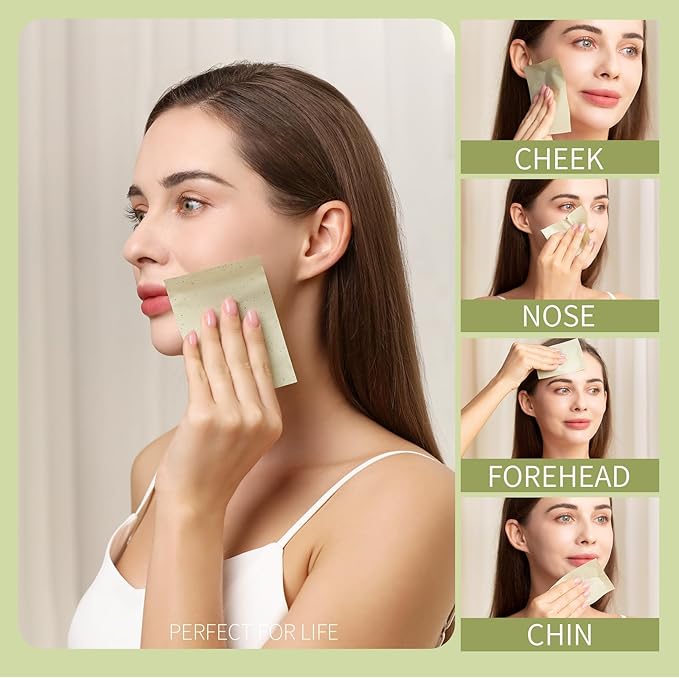 Teenitor Oil Blotting Sheets for Face, 400 Sheets Green Tea Oil Absorbing Sheets Blotting Paper for Oily Skin, Oil Absorbent Pads Face Oil Wipes Oil Sheets for Women, Oil Control Film Large 10cmx7cm