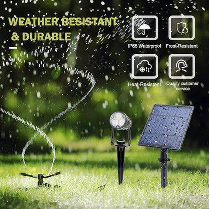 APONUO Metal Outdoor Solar Landscape Lights Solar Lights Outdoor Waterproof Solar Landscape Spotlight for Yard Landscape Lighting, Auto On/Off for Pathway,Driveway, Porch, Patio (Cool White)