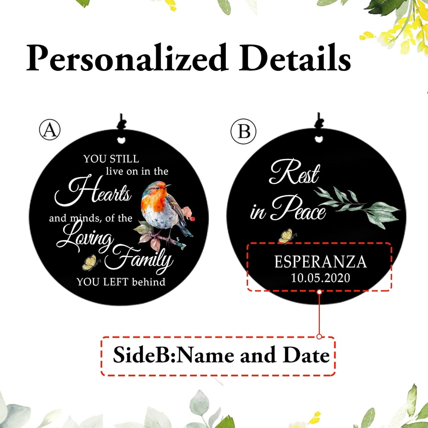 Personalized 36" Healing Memorial Wind Chimes for Outside, Bereavement Gift of Comfort for Loss of Mother, Father or Husband, A Soothing Remembrance for Your Garden and Patio