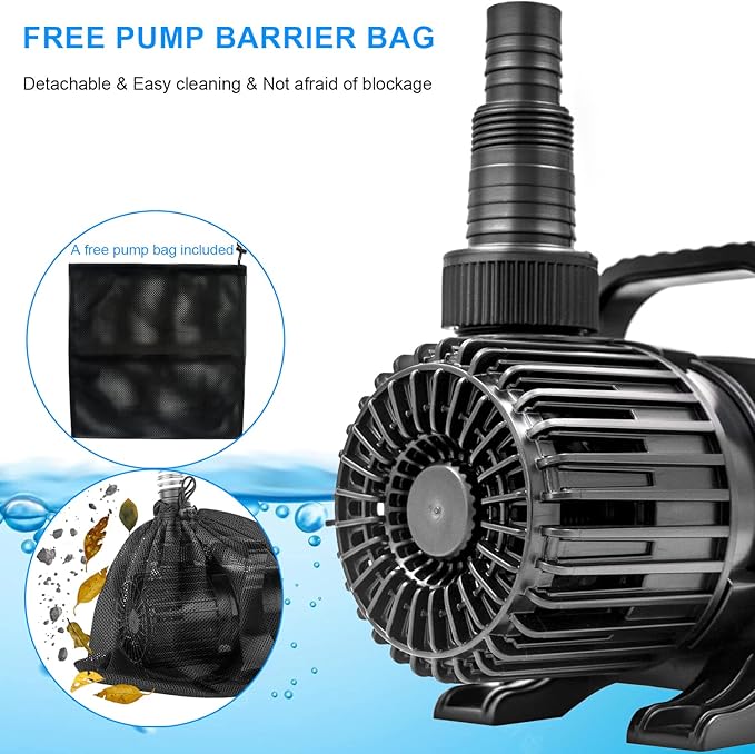 OYO WATER Outdoor 1800Gph-100W 32.8FT Small-Pond Water-fall & Kio Fish Fountain-s &Garden Pump Submersible IPX8: Long 32.8FT Cord Smart-er & Quieter Duck & Yard &Patio Ponds Pumps, 1 Barrier Pump Bag