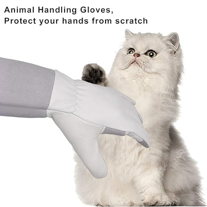 HLDD HANDLANDY Leather Gardening Gloves for Women & Men, Long Sleeve Rose Pruning, Thorn Proof Garden Work Gauntlet, Animal Handling (Small, Gray)