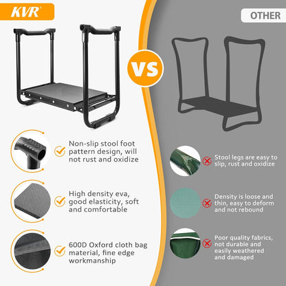 KVR Garden Kneeler Seat Heavy Duty, Upgraded Garden Bench Widened 10.2", Anti-Rust & Anti-Wear, Foldable Gardening Stool Prevents Back Pain Knees, Gift for Women Men, Seniors, Mom, Dad