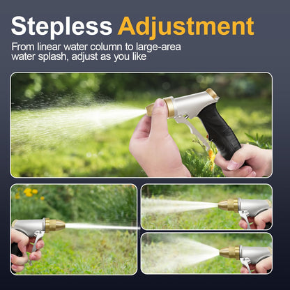 Garden Hose Nozzle, Heavy Duty Spray Nozzle for Watering, Water Nozzle with Adjustable Spray Patterns for Watering Plants, Car Washing, and Pet Showering (Gold)