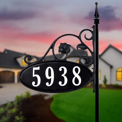 Address America USA Handcrafted Park Place Customized Home Address Yard Sign Custom Address Number Plaque with 47" Pole Weatherproof, Double-Sided, Reflective, Visible - AS