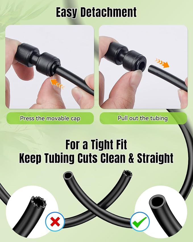 Pawfly 15 Pcs Quick Connect 1/4" Drip Irrigation Coupling Connectors for 1/4 Inch Irrigation Tubing, Anti-Leak Drip Irrigation Parts, Push-to-Fit 2-Way Coupling Fittings, Universal Straight Fittings