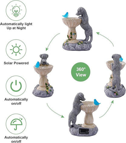 Dachshund Dog Statues for Bird Bath: Outdoor Sculptures for Garden Lawn Patio Yard Balcony Porch - Unique Gifts for Mother Grandma Women