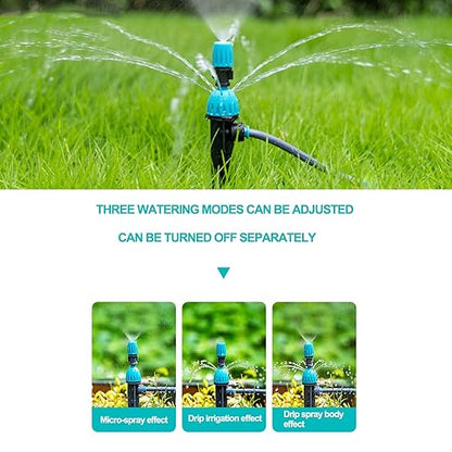 Drip Irrigation System,50FT Main Pipe and 16FT Branch Pipe,10 Adjustable Drippers with Piles, Quick Socket Connection.Plant Watering System of Garden Potted Elevated Garden Bed.(Dual-Purpose Nozzle)