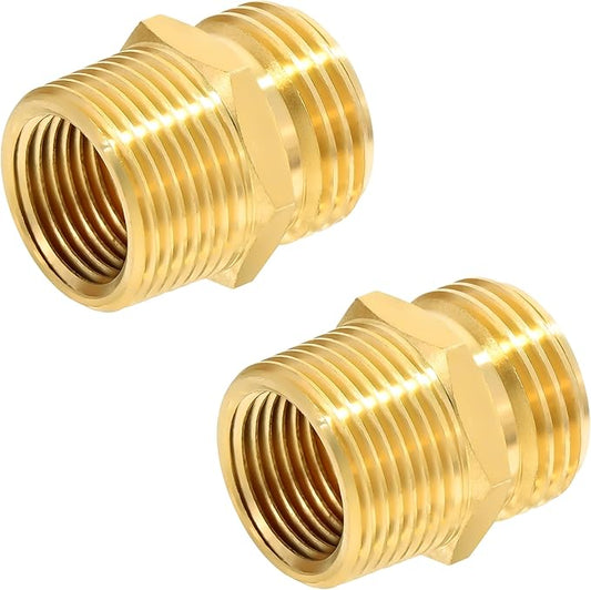 TAROSE 2 Pack Brass Garden Hose Adapter, Male to Male Hose Connector Adapter, GHT to NPT Adapter Hose Fitting,Brass Garden Hose to Pipe Fittings Connect