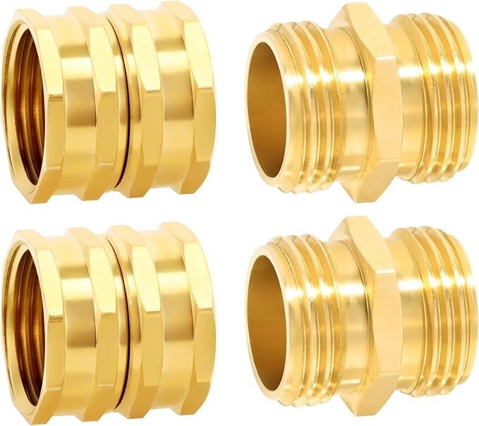 TAROSE 4 Pack Brass Garden Hose Adapter, Male to Male Hose Adapter Connector, GHT to NPT Adapter Hose Fitting,Brass Garden Hose to Pipe Fittings Connect