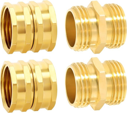 TAROSE 4 Pack Brass Garden Hose Adapter, Male to Male Hose Adapter Connector, GHT to NPT Adapter Hose Fitting,Brass Garden Hose to Pipe Fittings Connect