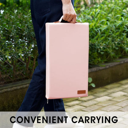 HappyPicnic Waterproof Kneeling Pad for Garden or Bath, 2 inch Thick Soft Foam Kneeler Mat for Gardeners Knee Support or Bathtub Bathing with Handle and Removable Cover - Pink