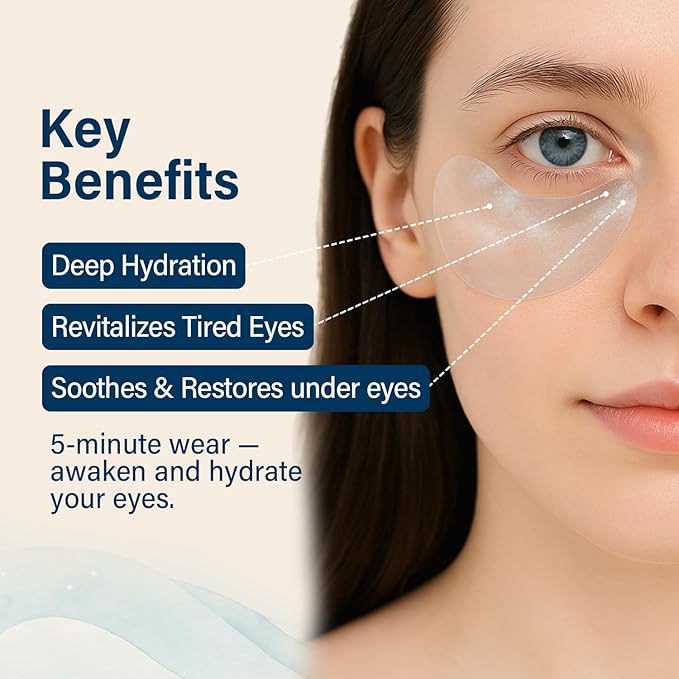 Ocean Oracle Hydrating Hydrogel Eye Patches 28 Pairs, 15-Min Soothing Eye Masks with Marine Algae & Seaweed Blend, Rejuvenating Eye Pads for Tired Eyes, Spa Relaxation Gifts for Women & Men