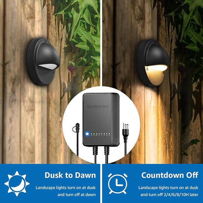 SUNVIE All-in-One Low Voltage Deck Lights Kit, 8 Pack 5W Low Voltage Landscape Lighting with 60W Transformer 100FT Wire and Connectors, 3000K 12-24V AC/DC LED Deck Step Lights for Fence Post Patio