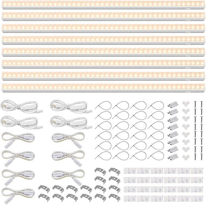 Barrina T5 Grow Lights, Full Spectrum Grow Light, 3ft 128W (8 x 16W, 800W Equivalent), LED Grow Lights for Indoor Plants, Ideal for Indoor Plants, Plant Grow Shelf, Plug and Play, Yellow, 8-Pack