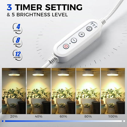 Barrina Orbgrow OG09 Puck Grow Light with Timer, 660nm Red LEDs 18W(2 x 9W, 270 Watt Equiv), Full Spectrum Plant Light for Indoor Plant, Magnetic & Linkable, 5 Levels Dimmable for Plant Shelf, 2 Packs