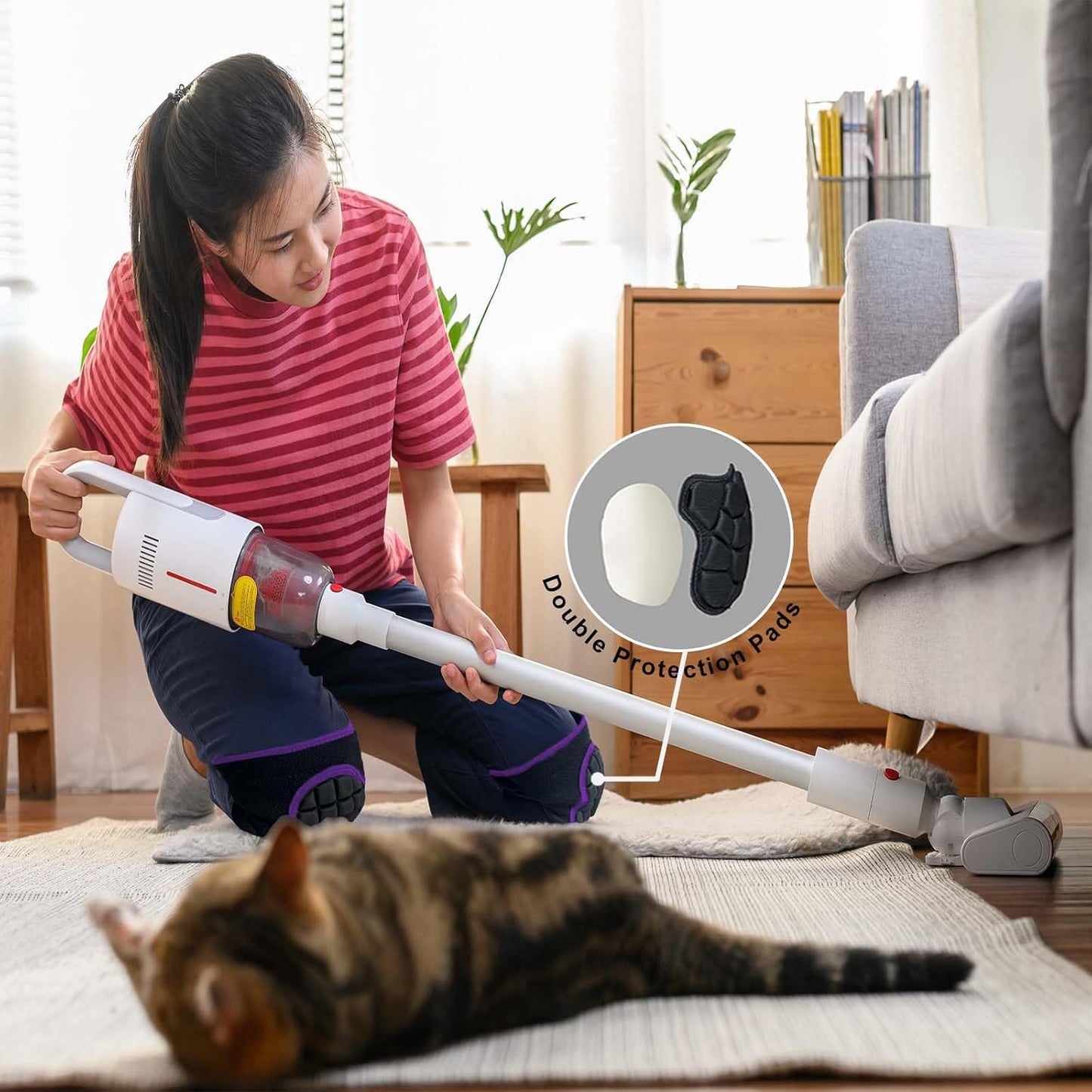 Men Women Knee Pads for Cleaning, Soft Flooring Kneepads for Garden Yard Construction Work, Comfortable Kneeling Pad for Floor Carpet Installers Mechanic, Gardener's Knee Protectors for Adult, Purple M (1 Pair)