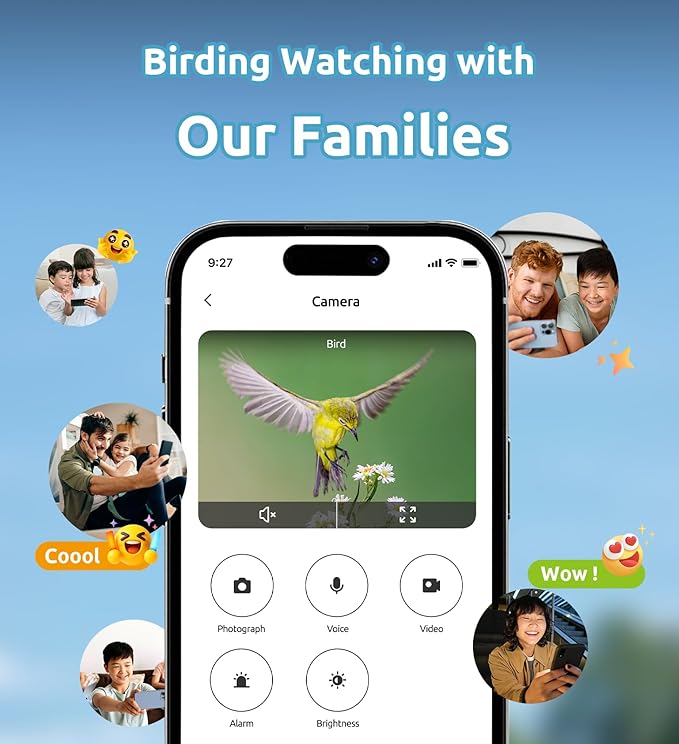 Smart Bird Feeder with Camera, 2K Live View AI Identify Birds Species with Solar Panel, Outdoors Birdhouse with Camera, Instant Arrival Alerts, Christmas Gifts for Bird Lovers