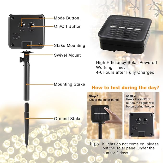 4 Pack Solar String Lights Outdoor, 400 LED Extra-Long 156Ft Solar Lights Outdoor with 8 Lighting Modes, IP65 Waterproof for Garden, Patio, Xmas, Balcony, Tree, Wedding, Party Decor (Warm)