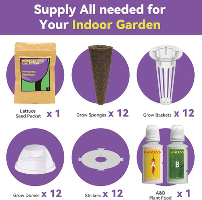 LYKOCLEAN Red Romaine Lettuce Seed Pods for AeroGarden, Ahopegarden, iDOO Hydroponics Growing System Indoor, 400+ Seeds(12-Pods)