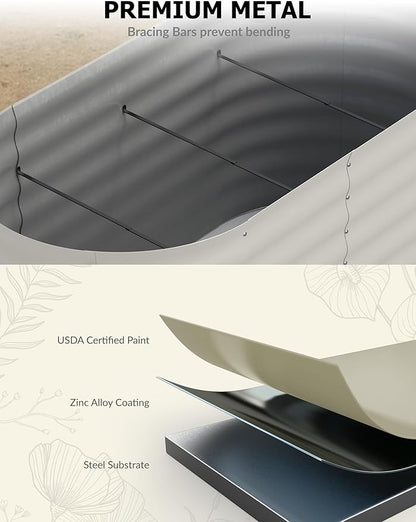 2 Pcs Raised Garden Beds Outdoor 8x4x2 ft - Galvanized Steel Planter Box for Vegetables, Flowers, Rust-Resistant Garden Box, Easy Assembly Raised Beds, Durable Planters for Outdoor Plants, Beige