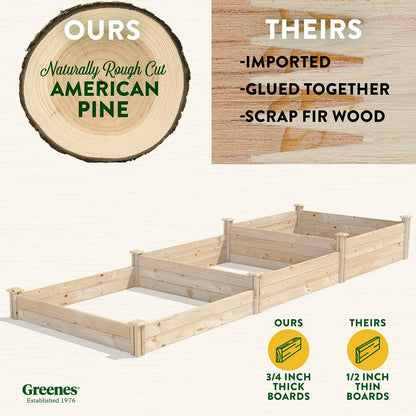 Greenes Fence Original Pine Raised Garden Bed, 4' x 12' x 7-14" - Made in USA with American Pine