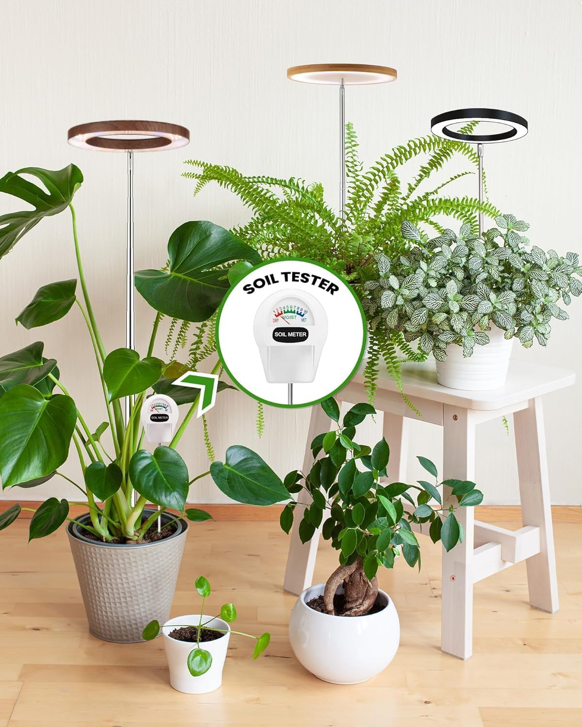 Plant Grow Light,yadoker LED Growing Light Full Spectrum for Indoor Plants, Paired with a Soil Tester,Height Adjustable, Automatic Timer, 5V Low Safe Voltage,Idea for Large Plant Light