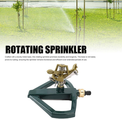 Sprinklers for Yard, 360 Degree Roating Automatic Lawn Sprinkler Heavy Duty Metal Pulsating Nozzle with Metal Base for Large Area Lawn Yard Garden (Yellow)