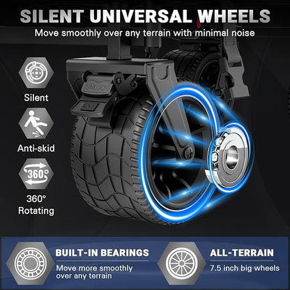 LEVELEVE Heavy Duty Folding Wagon - 2-in-1 Collapsible Cart, 650lb Capacity, All-Terrain Wheels w/Brakes & Side Pockets (Blue)