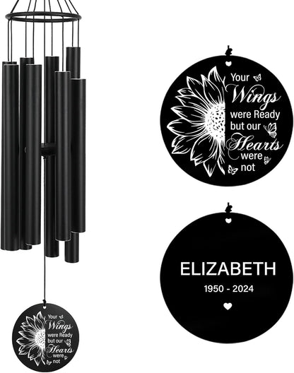 Personalized 36" Healing Memorial Wind Chimes for Outside, Bereavement Gift of Comfort for Loss of Mother, Father or Husband, A Soothing Remembrance for Your Garden and Patio
