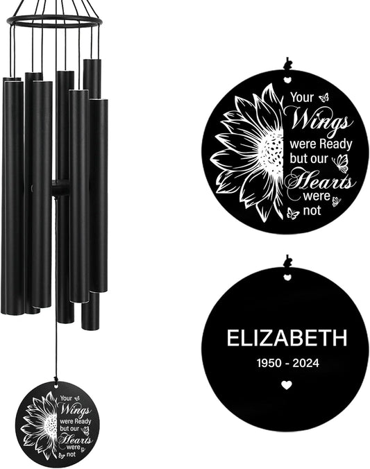 Personalized 36" Healing Memorial Wind Chimes for Outside, Bereavement Gift of Comfort for Loss of Mother, Father or Husband, A Soothing Remembrance for Your Garden and Patio