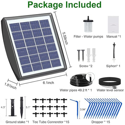 RISINGUP Solar Drip Irrigation System with Timer, Programmable Smart Watering with 2200mAh Battery, Automatic Plants Watering System for 15 Potted Plants Outdoor Garden, Patio, Balcony, Greenhouse