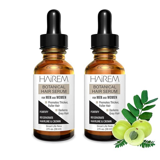 HAiREM™ Botanical Hair Serum, Promotes Hair Growth, Thicker & Fuller Hair, Darkens Grey Hair, For Men & Women - 2oz (2 Bottles)