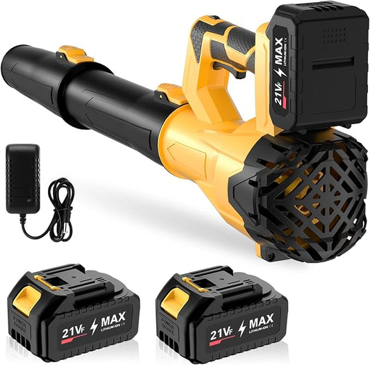 Cordless Leaf Blower 750CFM 200MPH – Electric Rechargeable Handheld Blower with 2×4.0Ah Batteries & Charger, Lightweight Design, 6-Speed Levels, 2 Extended Tubes for Yard, Lawn & Garden (Yellow)