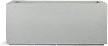 PolyStone Milan Tall Modern Outdoor/Indoor Rectangular Trough Planter, 46" L X 17" W X 19" H, Lightweight, Heavy Duty, Weather Resistant, Polymer Finish, Commercial and Residential (Concrete Gray)