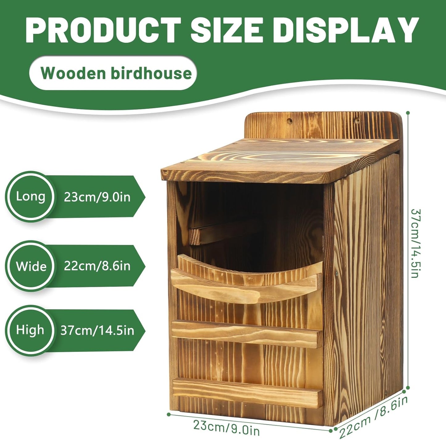 Premium Cedar Owl House Outdoor - Handcrafted Large owl Nesting Box, Birdhouse kit, Perfect for barn Owls, Screeching Owls and Backyard Birds (14.5 "x 9" x 8.6 ")