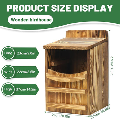 Premium Cedar Owl House Outdoor - Handcrafted Large owl Nesting Box, Birdhouse kit, Perfect for barn Owls, Screeching Owls and Backyard Birds (14.5 "x 9" x 8.6 ")