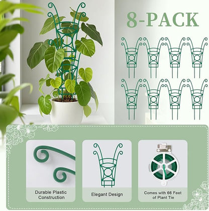 8 Pack Trellis for Potted Plants, Stackable Indoor Plant Trellis for Climbing Plants, Garden Trellis Outdoor for Flower Vine Lvy Hoya Houseplants Plant Support