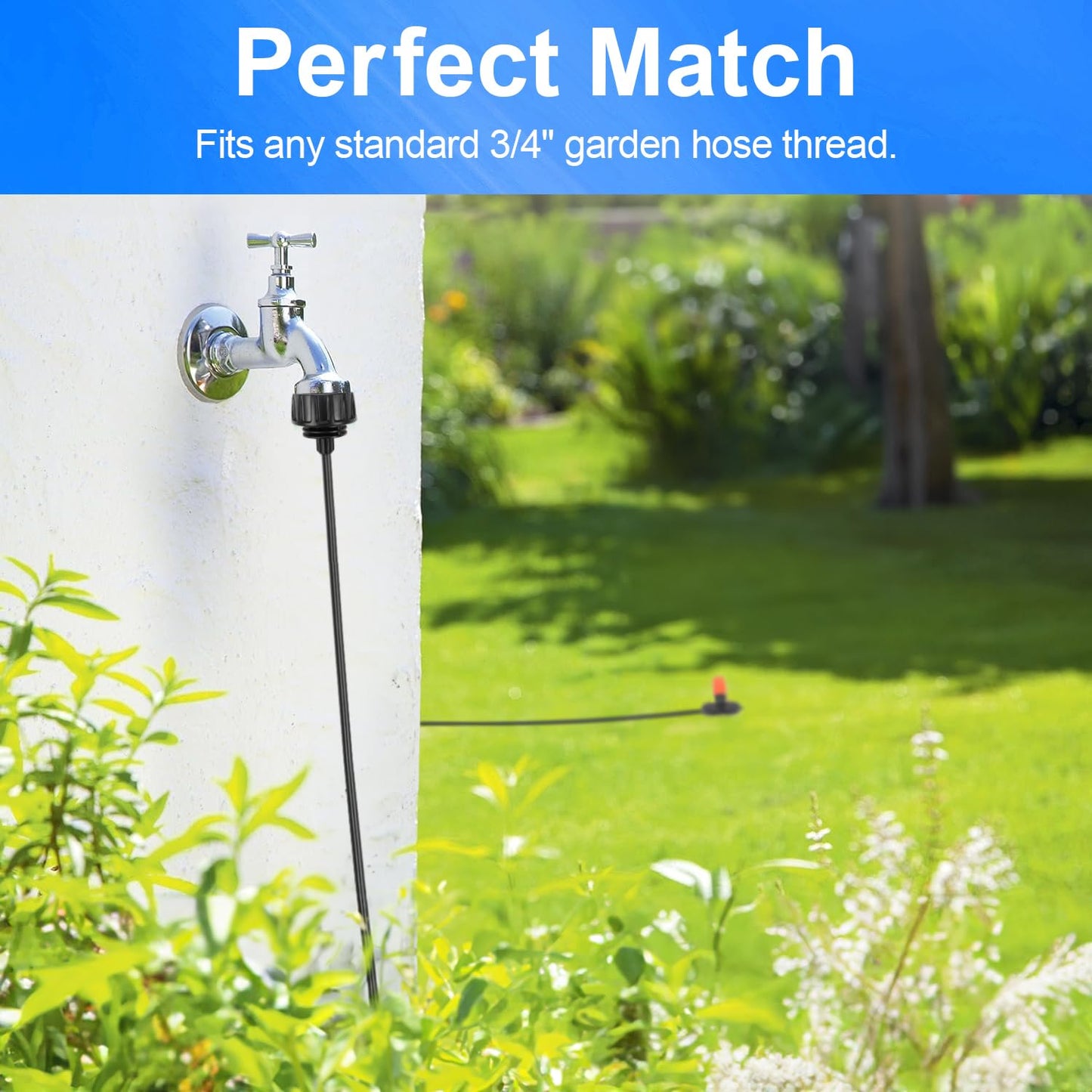 Universal 3/4 Inch Female Pipe Thread to 1/4 Inch Drip Irrigation Tubing Adapter, 8 Pack 1/4 In. Barbed Drip Line x 3/4 In. Faucet PVC Adapter Connect 3/4" FHT Garden Faucet Hose Bibb