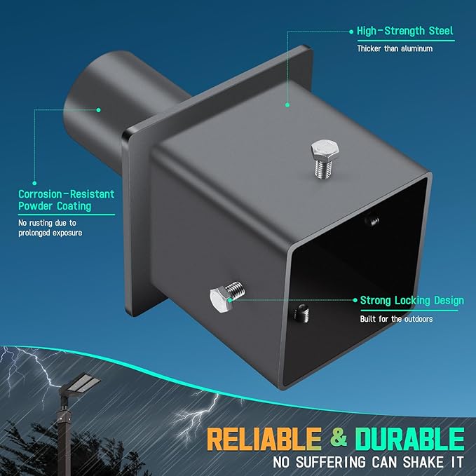 Tenon Bracket for 4" Square Pole with 2 3/8" O.D. Vertical Pole Mounting Bracket Arm Steel Heavy Duty Dark Bronze Slip Fitter Mount Accessories for Parking Lot Light Street Area Lighting