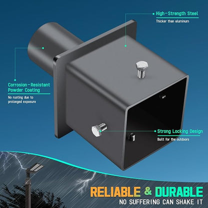 Tenon Bracket for 4" Square Pole with 2 3/8" O.D. Vertical Pole Mounting Bracket Arm Steel Heavy Duty Dark Bronze Slip Fitter Mount Accessories for Parking Lot Light Street Area Lighting