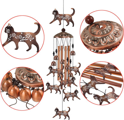 Outdoor Wind chimes Decor, Cats Wind Chimes for Home, Patio, Porch, Lawn, Indoor, Garden Cat Decoration, Mobile Cat Wind Catcher, Music Wind Bells, Memorial Gifts, Festival Gifts for Mom/Grandma/Woman