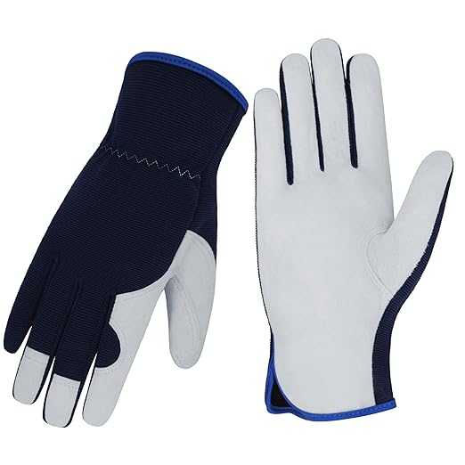 Gardening Gloves, Garden Gloves for Women and Men, Thorn Proof Working Gloves, Durable Leather Work Garden Gloves for Yard & Outdoor Work, Blue, S