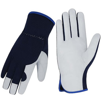 Gardening Gloves, Garden Gloves for Women and Men, Thorn Proof Working Gloves, Durable Leather Work Garden Gloves for Yard & Outdoor Work, Blue, XL