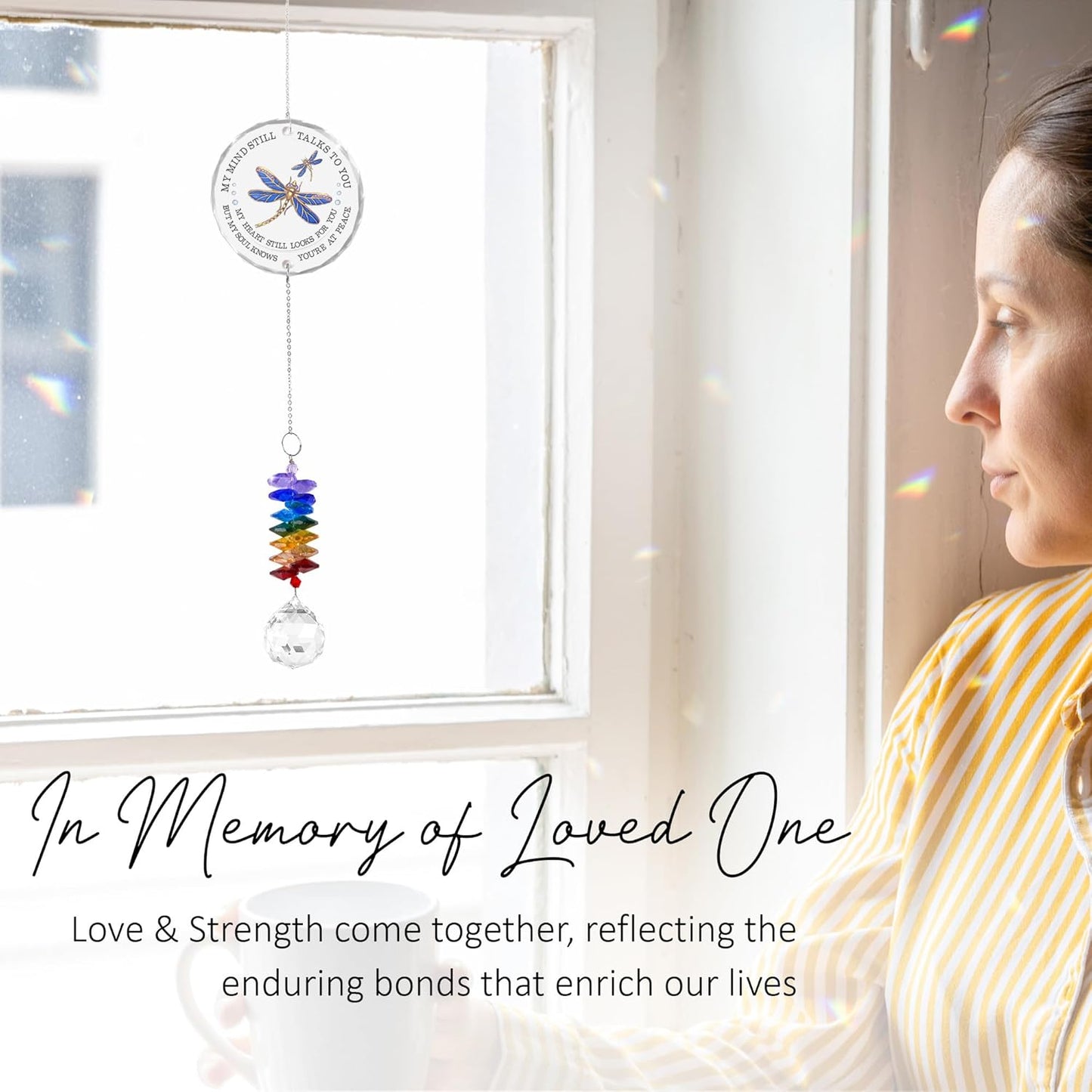Memorial Suncatcher - Sympathy Gift for Loss of Loved One - Crystal Rainbow Maker - Bereavement Keepsake - Hanging Crystal Decor - Loss of Family Friend Pet - Suncatcher Ornament