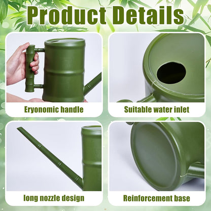 ZXJ Watering Can for Outdoor Indoor Plants - Small Plastic Home Garden - with Long Spout - Green - 64 Oz - 1/2 Gallon