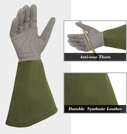Rose Pruning Gloves Thorn Resistant, Embroidery Gardening Gloves with Extra Long Forearm Protection