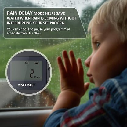 Sprinkler Timer with Brass Swivel Programmable Water Timer with Rain Delay/Manual/Automatic Drip Irrigation Function Watering System for Yard Crops Lawns Pool, 1 Outlet